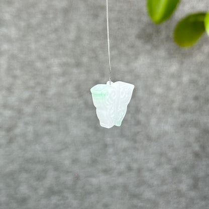 Natural Ivory Purple with Touch of Apple Green Butterfly Jadiete Jade Charm