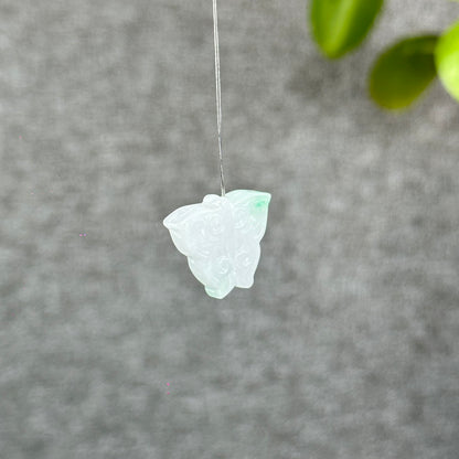 Natural Ivory Purple with Touch of Apple Green Butterfly Jadiete Jade Charm