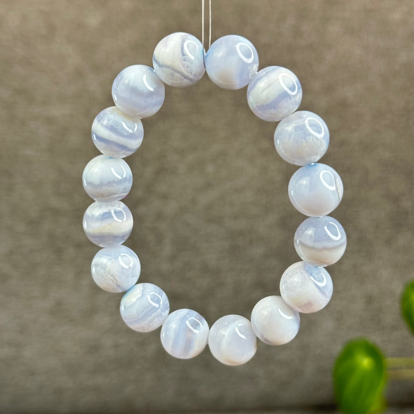 Natural Blue Lace Agate Bracelet Size 13.3 mm