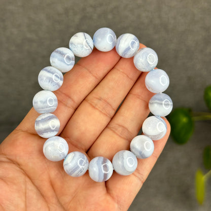 Natural Blue Lace Agate Bracelet Size 13.3 mm