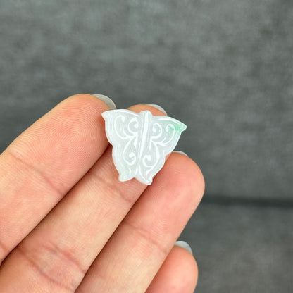 Natural Ivory Purple with Touch of Apple Green Butterfly Jadiete Jade Charm