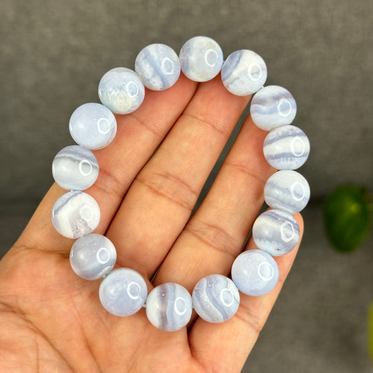 Natural Blue Lace Agate Bracelet Size 13.3 mm
