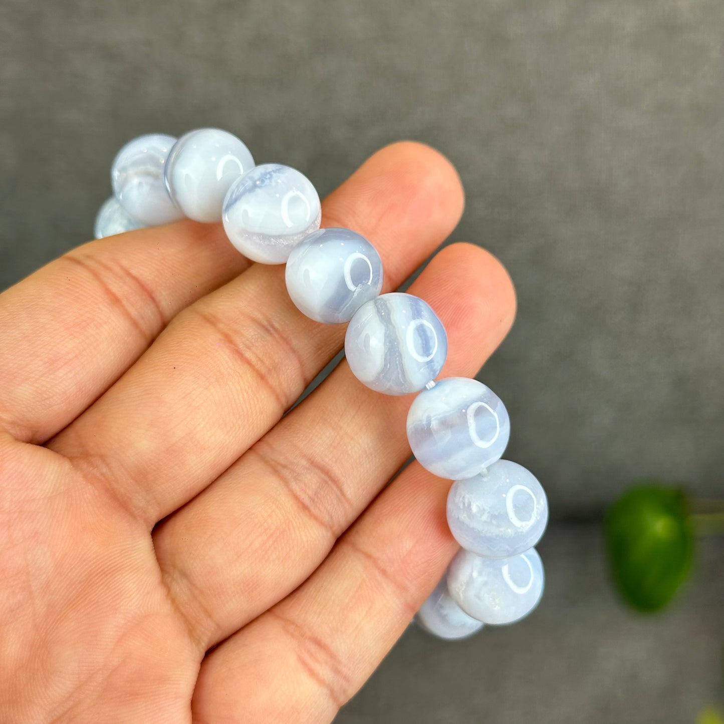 Natural Blue Lace Agate Bracelet Size 13.3 mm