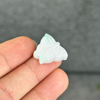 Natural Ivory Purple with Touch of Apple Green Butterfly Jadiete Jade Charm