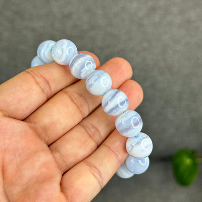 Natural Blue Lace Agate Bracelet Size 13.3 mm
