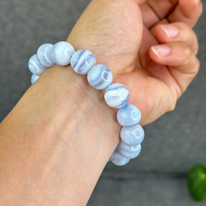 Natural Blue Lace Agate Bracelet Size 13.3 mm