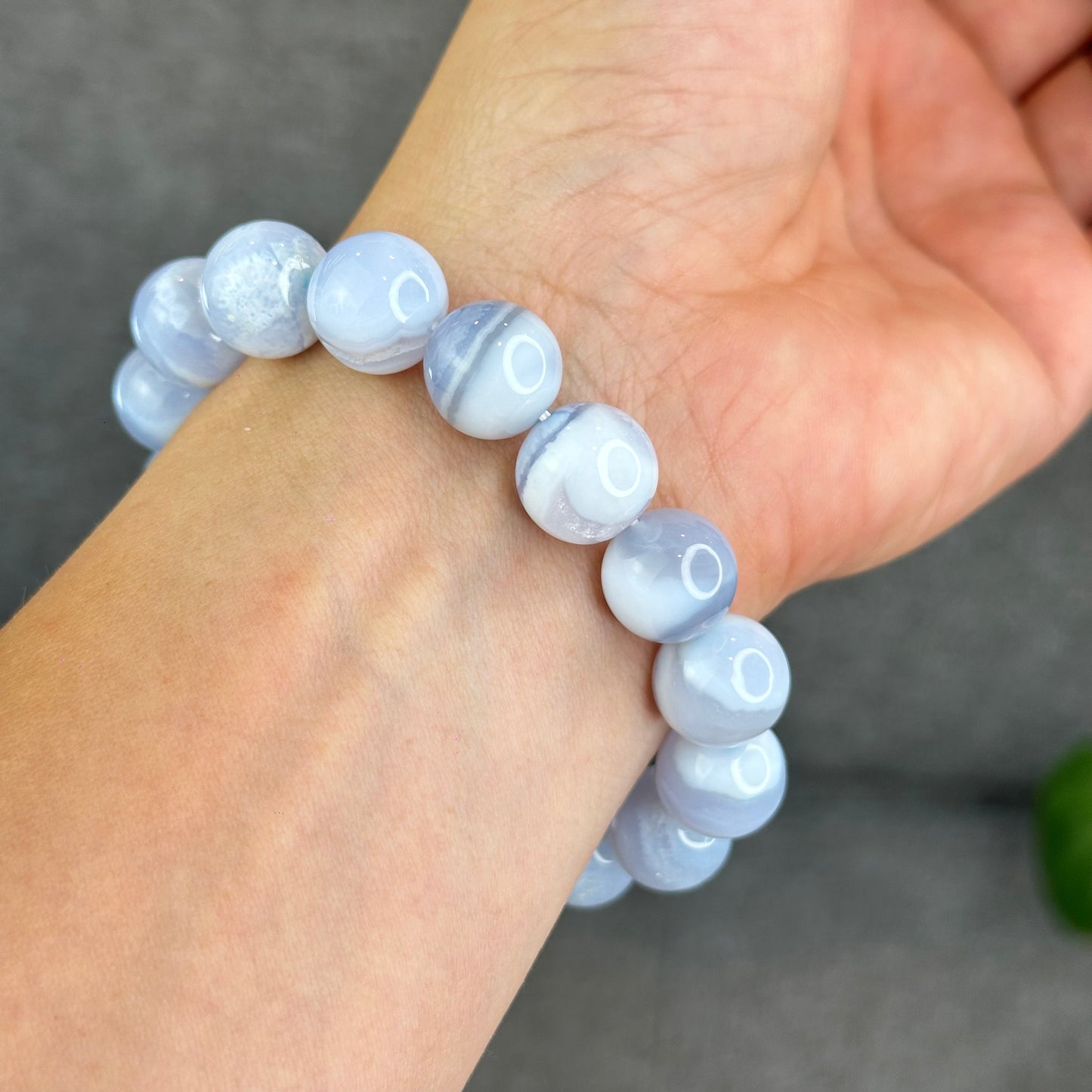 Natural Blue Lace Agate Bracelet Size 13.3 mm