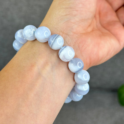 Natural Blue Lace Agate Bracelet Size 13.3 mm