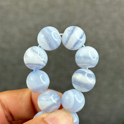 Natural Blue Lace Agate Bracelet Size 13.3 mm