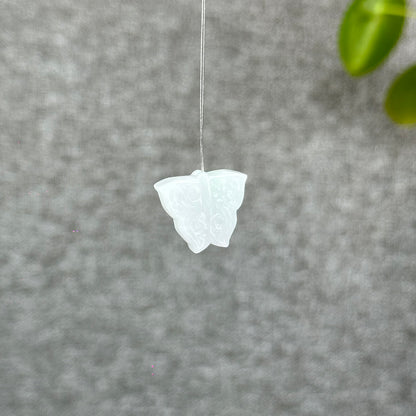 Natural Ivory Purple Butterfly Jadiete Jade Charm