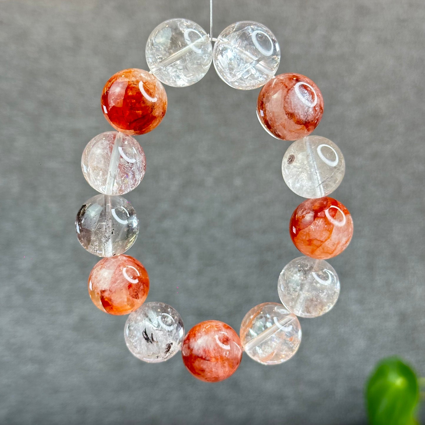 Natural Herkimer mixed Fire Quartz Bracelet Size 17 mm