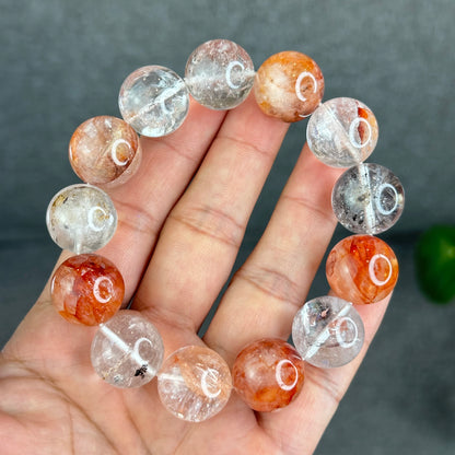 Natural Herkimer mixed Fire Quartz Bracelet Size 17 mm