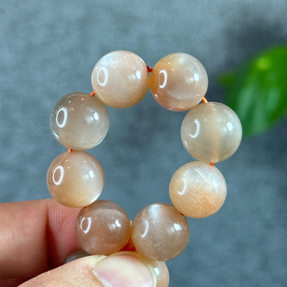 Natural Peach Sunstone Moonstone Bracelet Size 13 mm