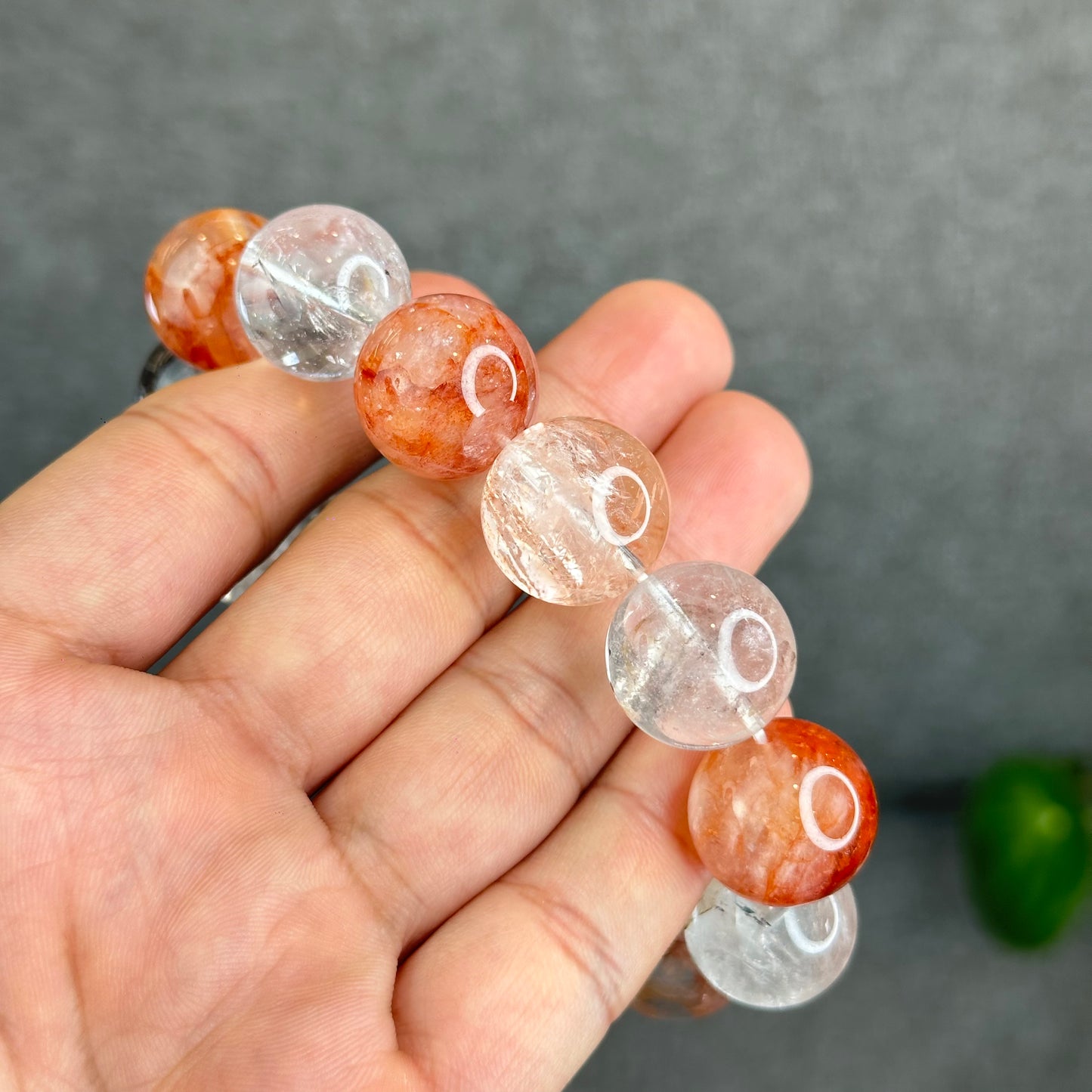 Natural Herkimer mixed Fire Quartz Bracelet Size 17 mm