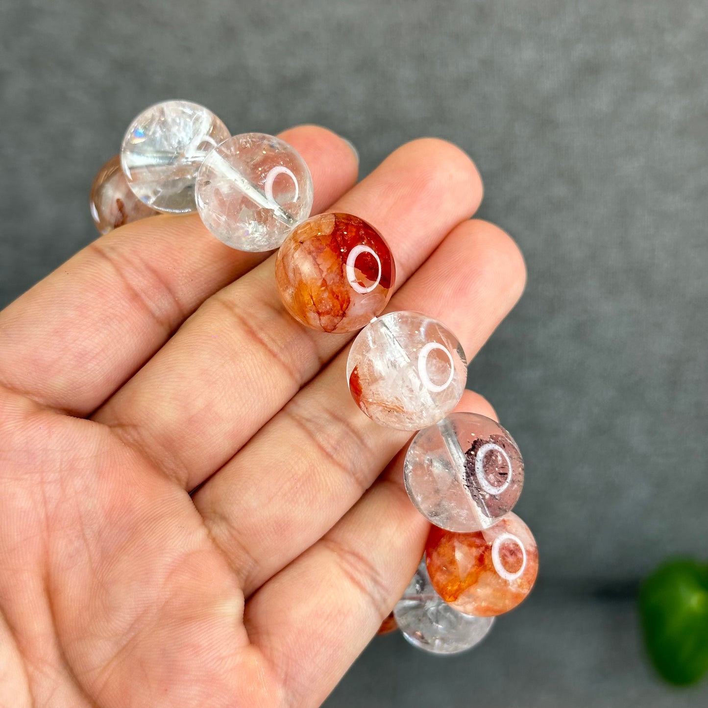 Natural Herkimer mixed Fire Quartz Bracelet Size 17 mm