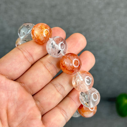 Natural Herkimer mixed Fire Quartz Bracelet Size 17 mm