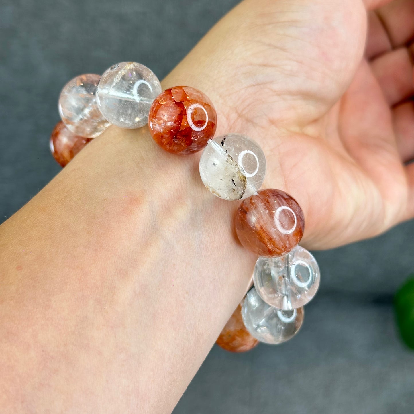 Natural Herkimer mixed Fire Quartz Bracelet Size 17 mm