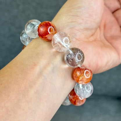Natural Herkimer mixed Fire Quartz Bracelet Size 17 mm