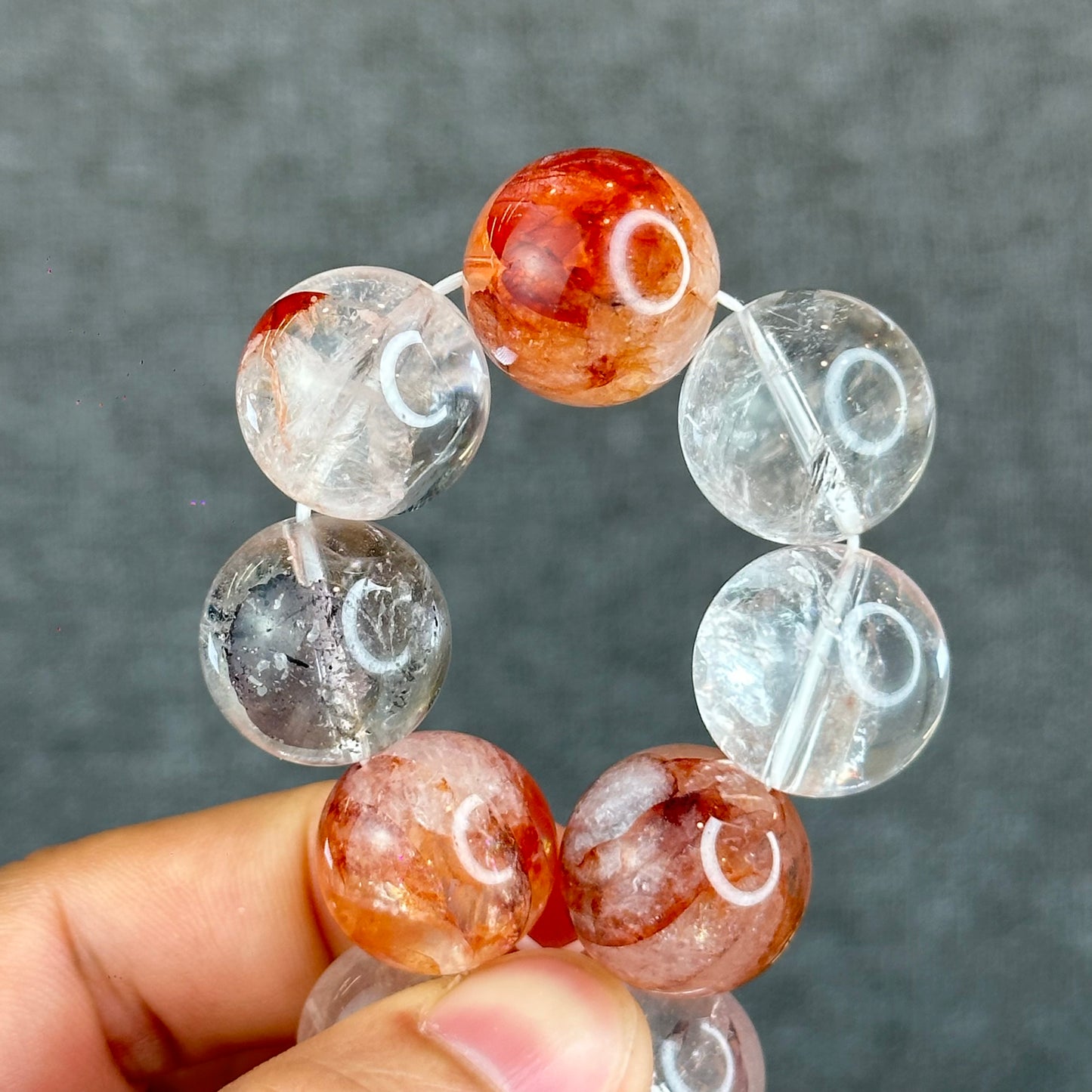 Natural Herkimer mixed Fire Quartz Bracelet Size 17 mm
