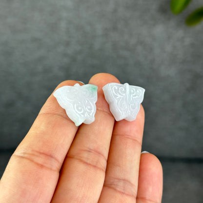 Natural Ivory Purple Butterfly Jadiete Jade Charm