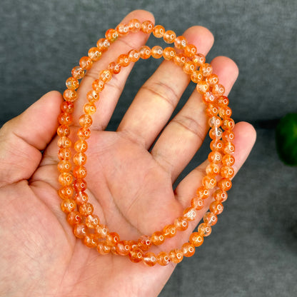 Natural Fire Quartz Triple Wrap Bracelet Size 6 mm
