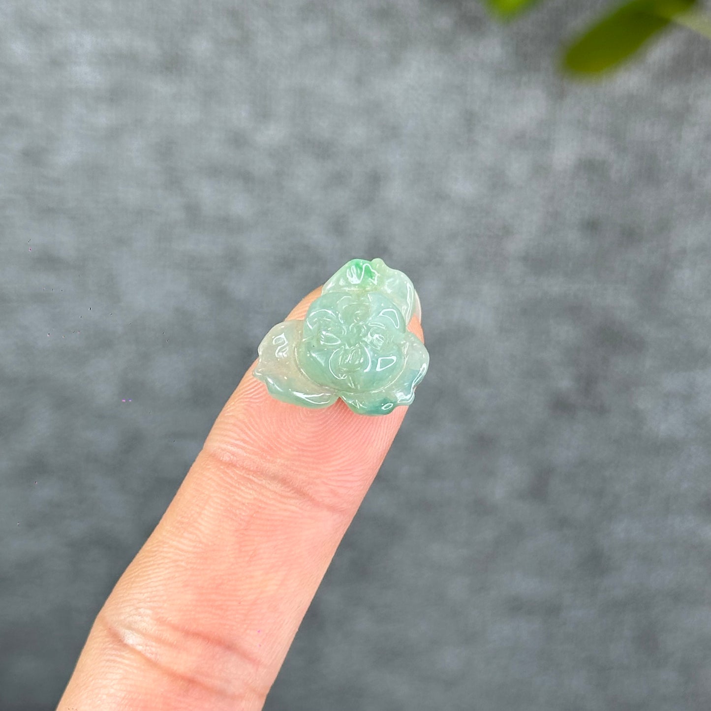 Natural Translucent Floating Apple Green Lotus Jadeite Jade Charm