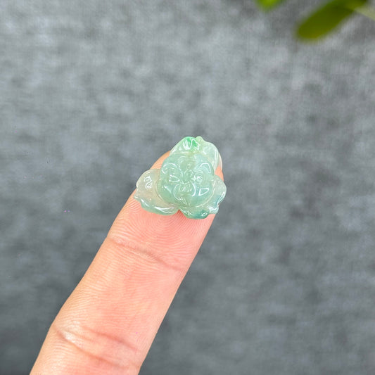 Natural Translucent Floating Apple Green Lotus Jadeite Jade Charm
