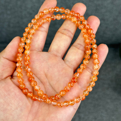 Natural Fire Quartz Triple Wrap Bracelet Size 6 mm