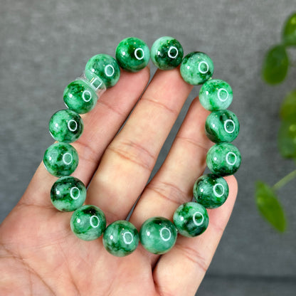 Natural Bright Apple Green Son Thuy Jadeite Jade VIP Bracelet Size 13 mm