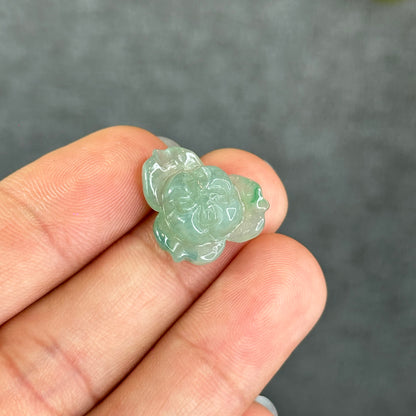 Natural Translucent Floating Apple Green Lotus Jadeite Jade Charm