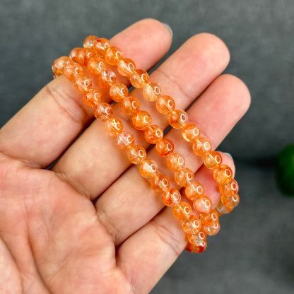 Natural Fire Quartz Triple Wrap Bracelet Size 6 mm