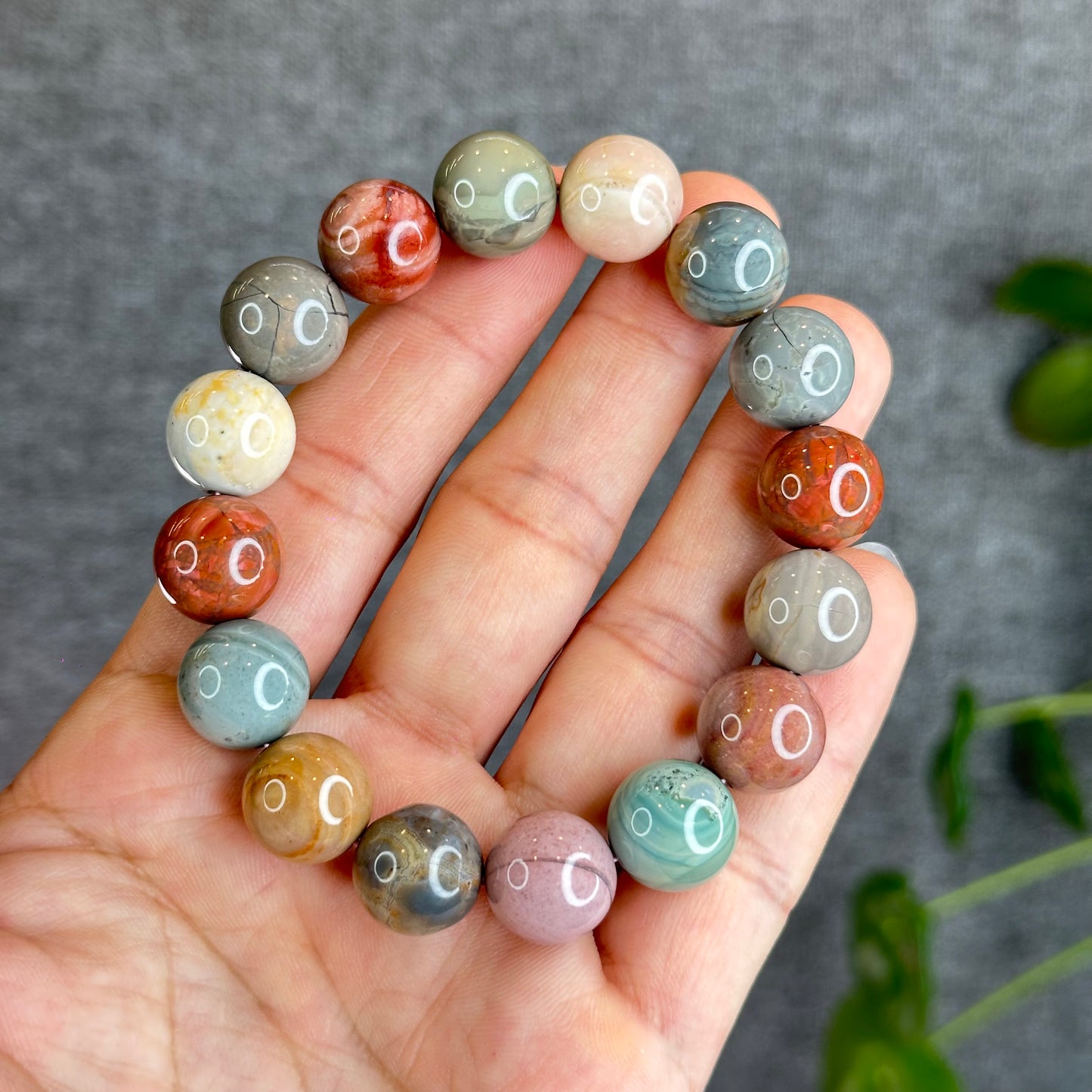 Multi Colour Natural Alashan Agate Bracelet Size 13.2 mm
