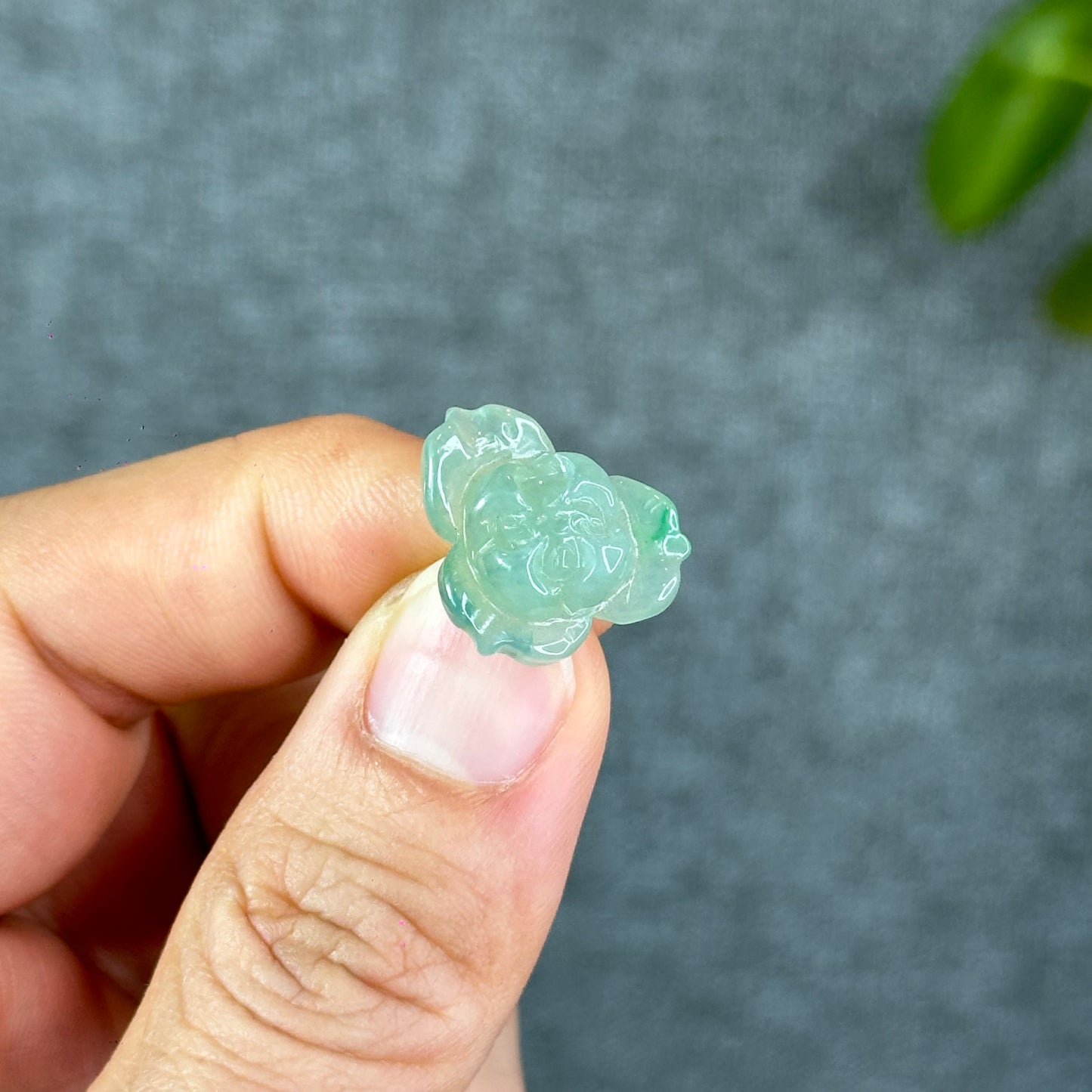 Natural Translucent Floating Apple Green Lotus Jadeite Jade Charm