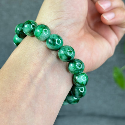 Natural Bright Apple Green Son Thuy Jadeite Jade VIP Bracelet Size 13 mm
