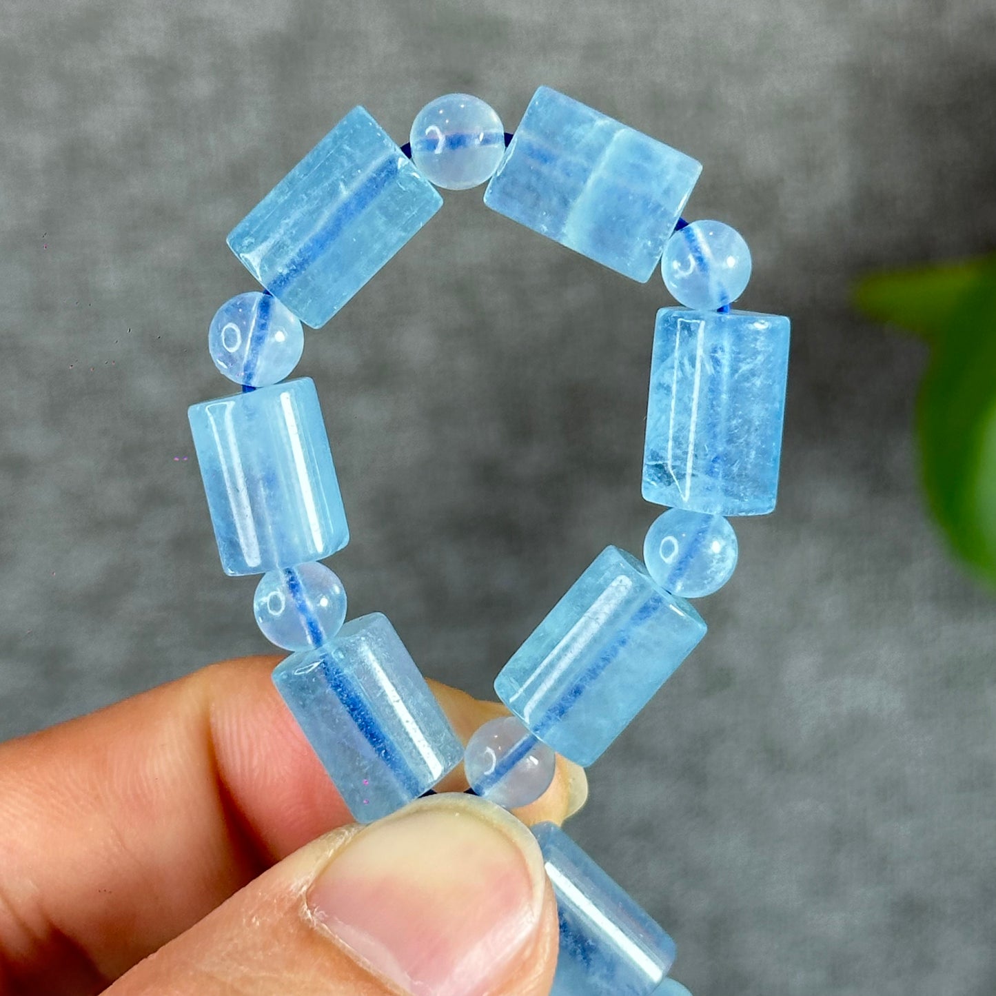 Bracelet Mixte Lu String Aigue-Marine Taille 8 mm