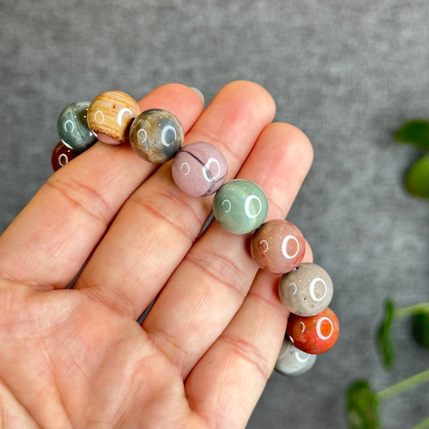 Multi Colour Natural Alashan Agate Bracelet Size 13.2 mm