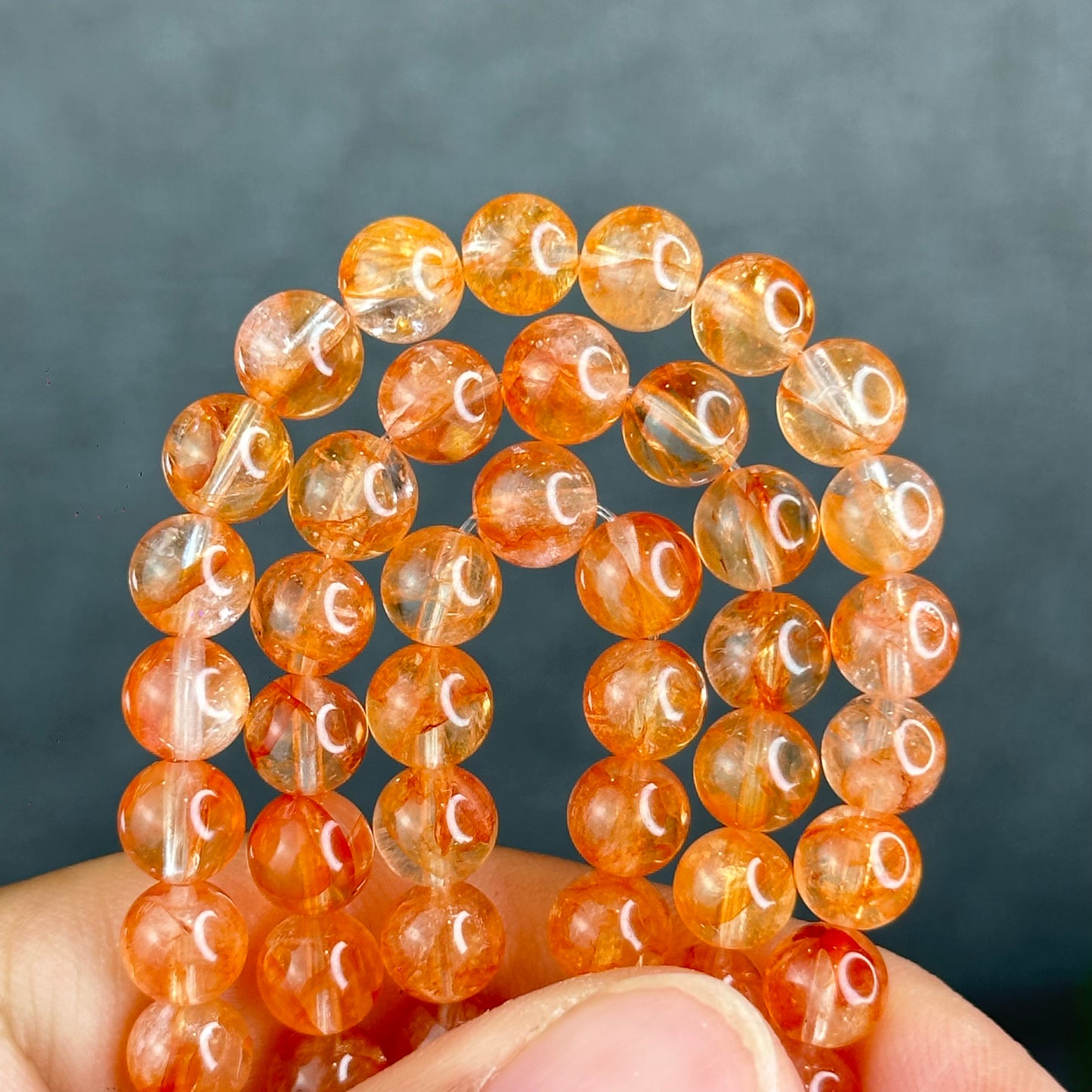 Natural Fire Quartz Triple Wrap Bracelet Size 6 mm