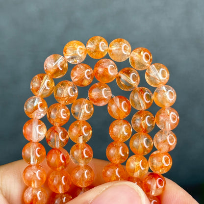 Natural Fire Quartz Triple Wrap Bracelet Size 6 mm