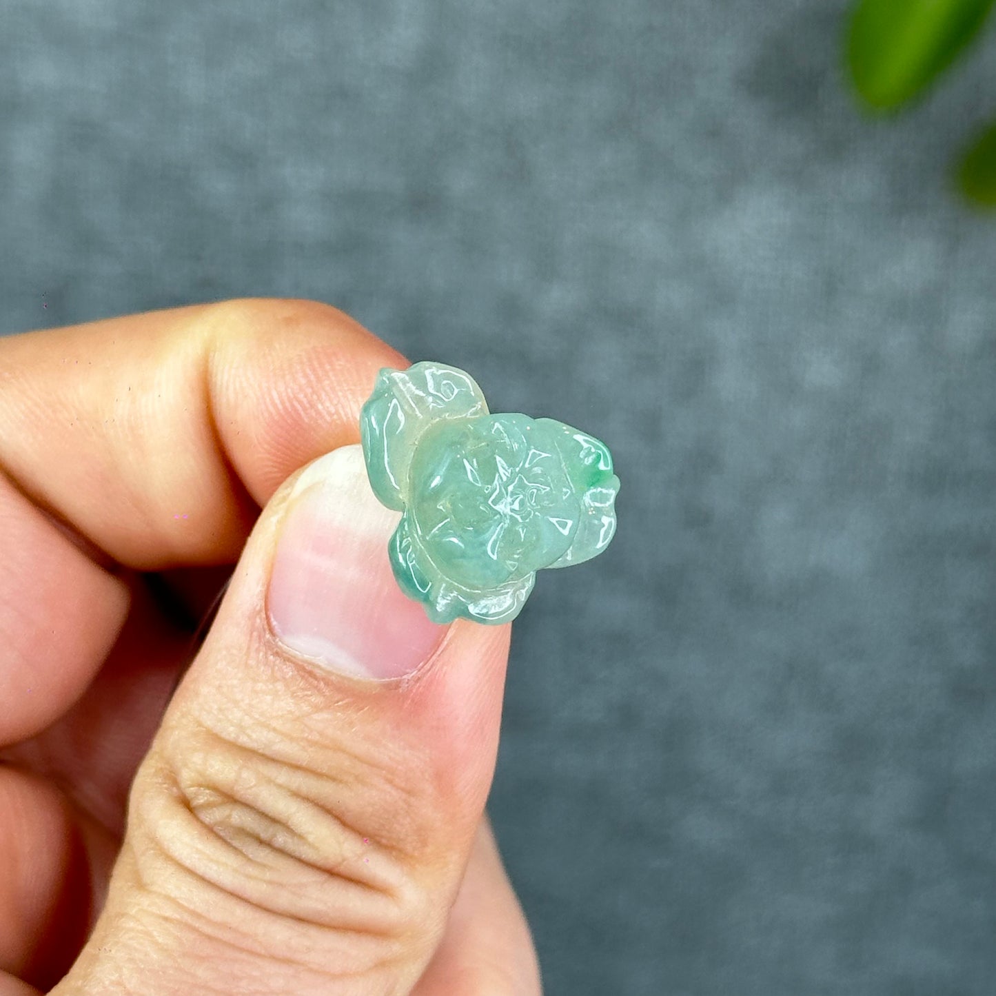 Natural Translucent Floating Apple Green Lotus Jadeite Jade Charm