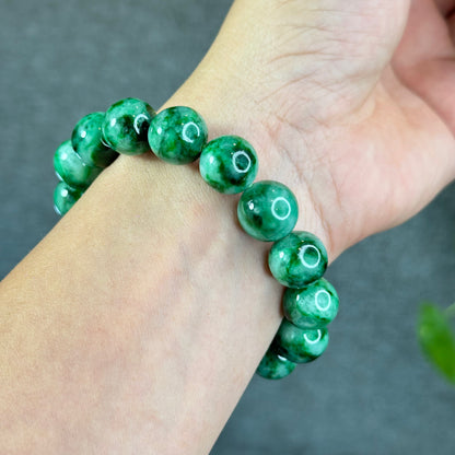 Natural Bright Apple Green Son Thuy Jadeite Jade VIP Bracelet Size 13 mm