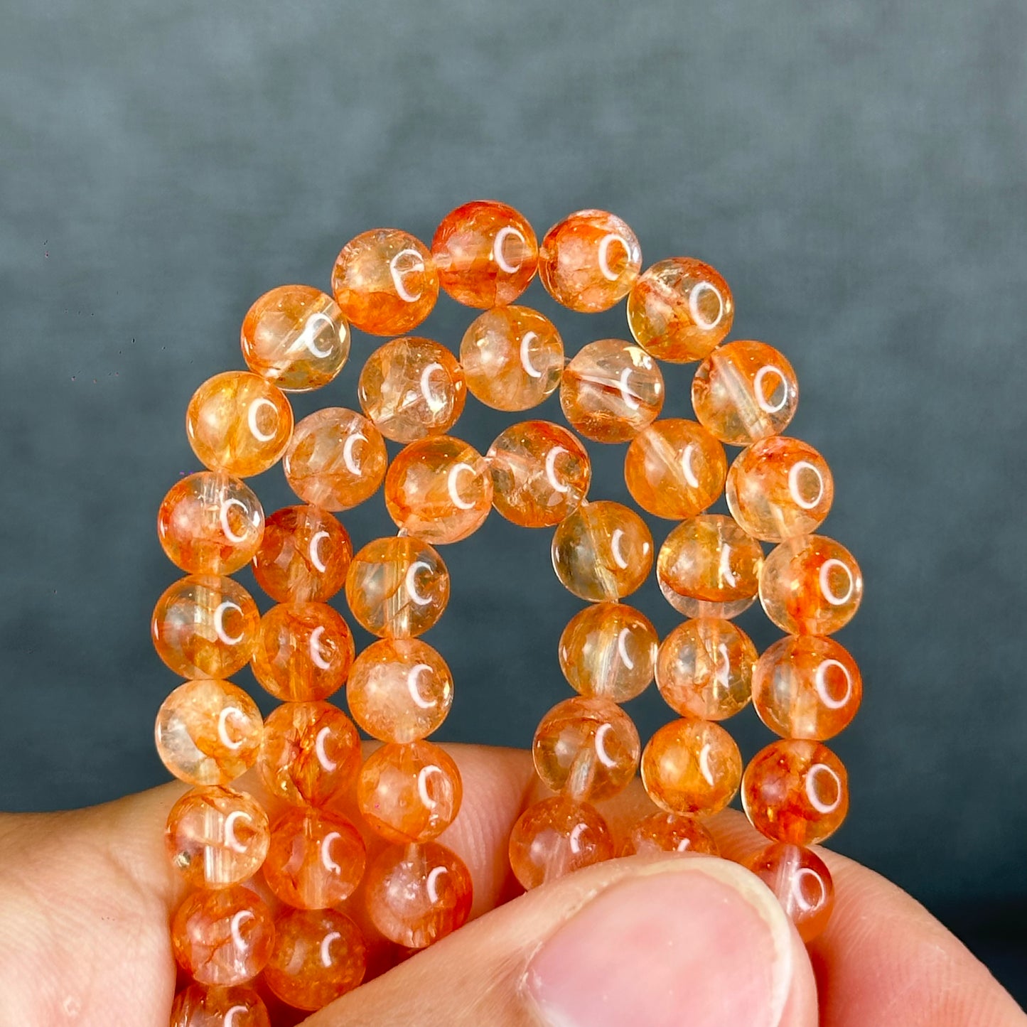 Natural Fire Quartz Triple Wrap Bracelet Size 6 mm