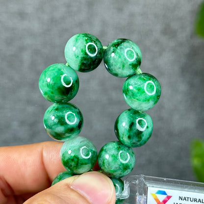 Natural Bright Apple Green Son Thuy Jadeite Jade VIP Bracelet Size 13 mm