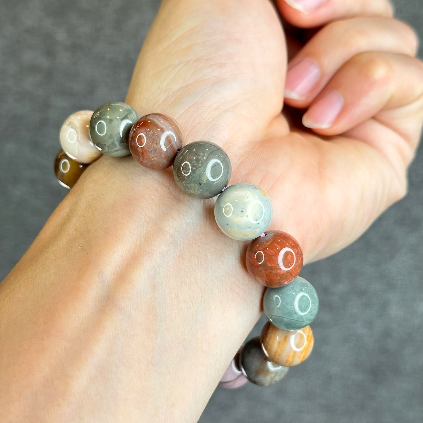 Multi Colour Natural Alashan Agate Bracelet Size 13.2 mm