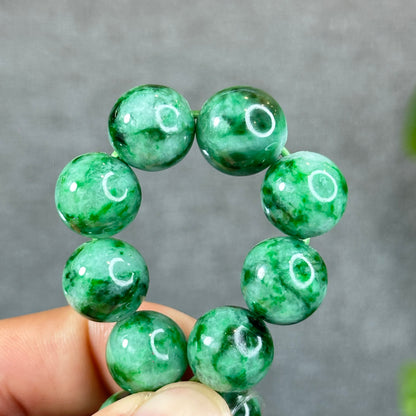 Natural Bright Apple Green Son Thuy Jadeite Jade VIP Bracelet Size 13 mm
