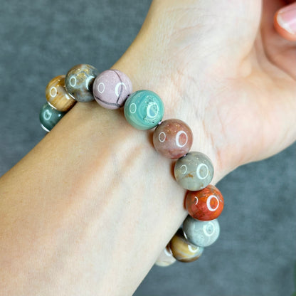 Multi Colour Natural Alashan Agate Bracelet Size 13.2 mm