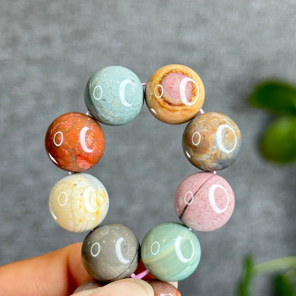 Multi Colour Natural Alashan Agate Bracelet Size 13.2 mm