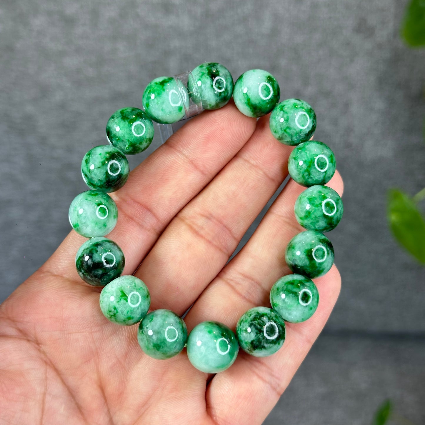Natural Bright Apple Green Son Thuy Jadeite Jade VIP Bracelet Size 13 mm