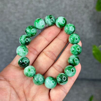 Natural Bright Apple Green Son Thuy Jadeite Jade VIP Bracelet Size 13 mm