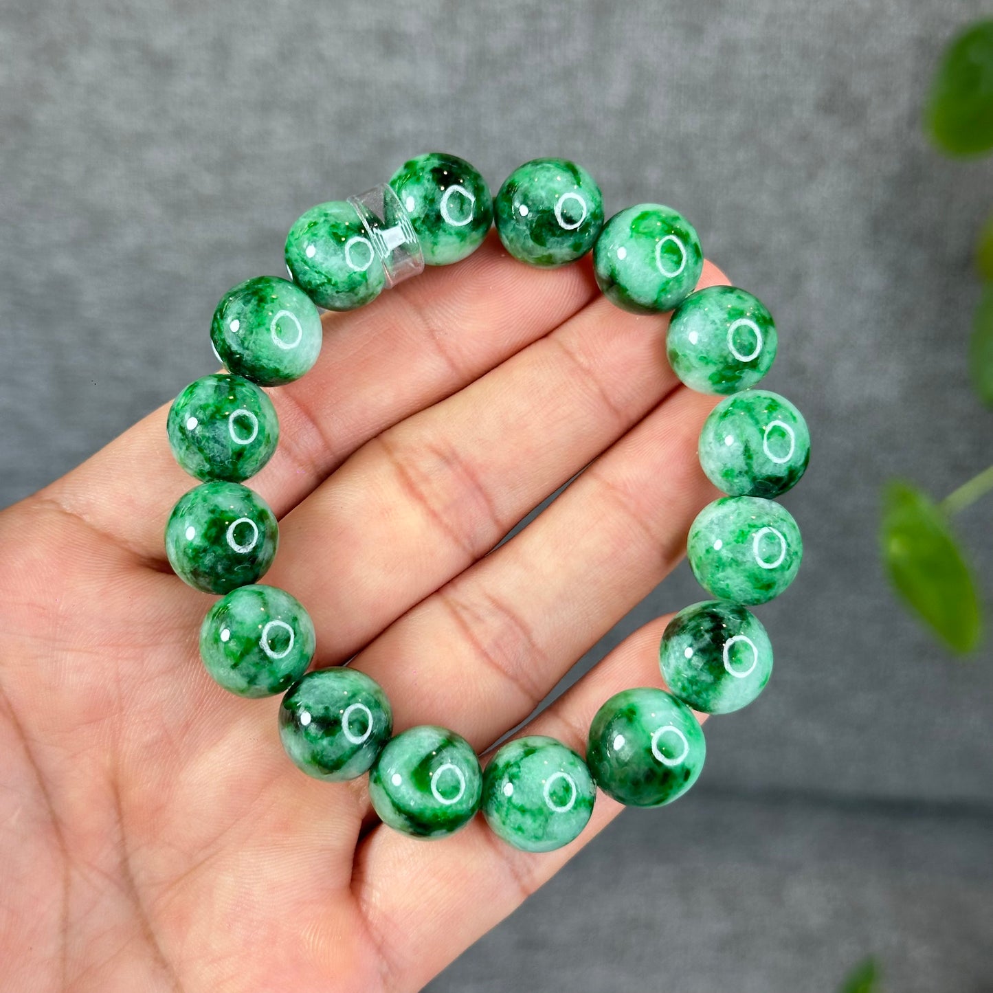 Natural Bright Apple Green Son Thuy Jadeite Jade VIP Bracelet Size 13 mm