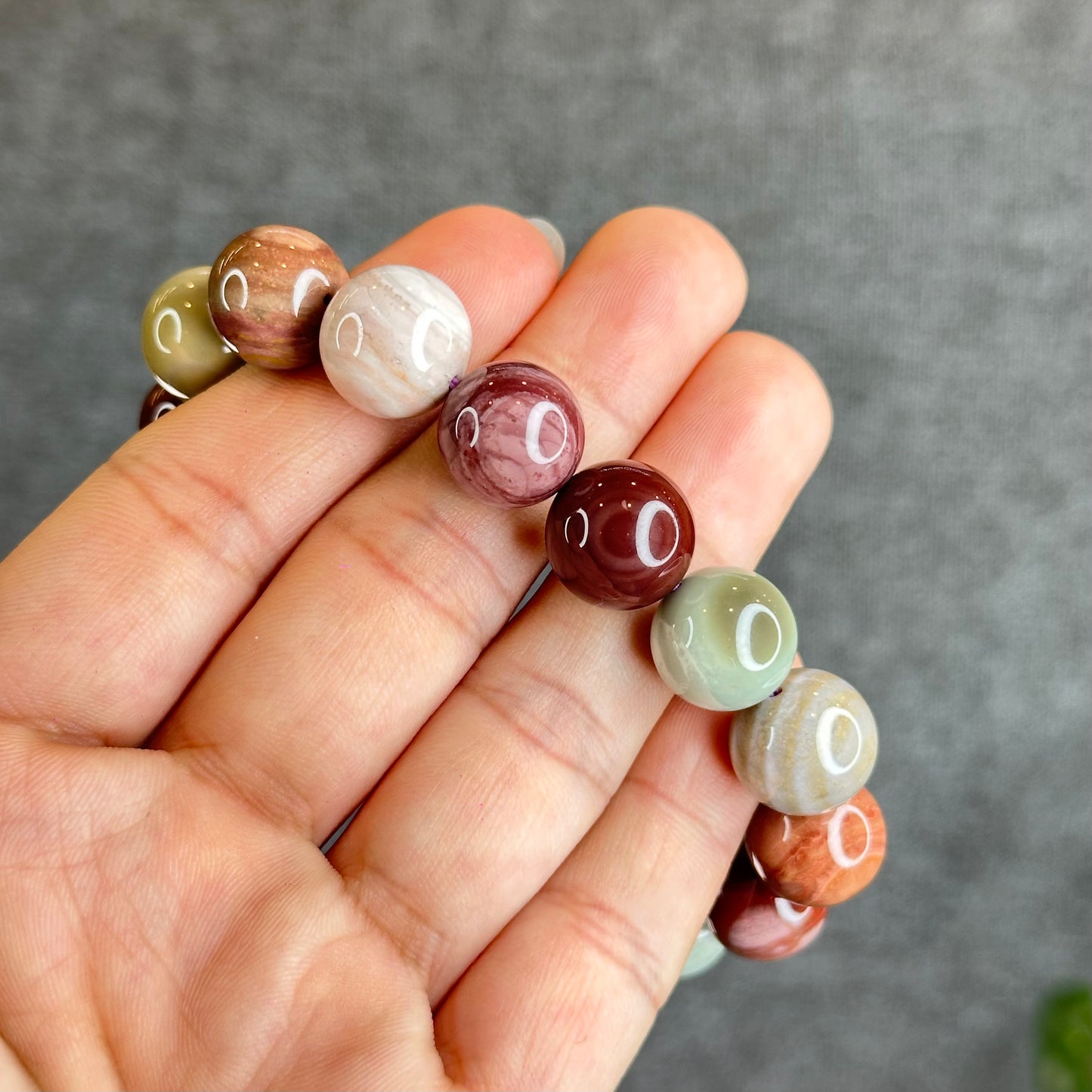 Multi Colour Natural Alashan Agate Bracelet Size 13.2 mm